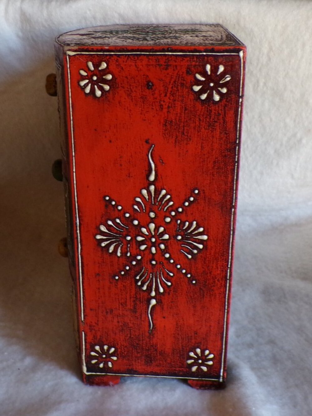 So Beautiful 3 Drawer Wooden Decorative Hand Painted Jewelry Box Curio Chest - Picture 9 of 13